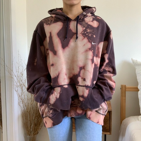 Nike Bleached Tie Dye Custom Upcycled Hoodie - Picture 2 of 6